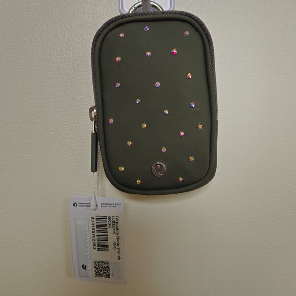 Lululemon Clippable Nano Pouch- Grey Sage Customized Crystals Rhinestone Sparkle - Picture 6 of 6